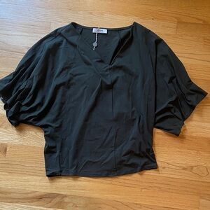 Alpha Studio made in Turkey Black V-Neck Blouse